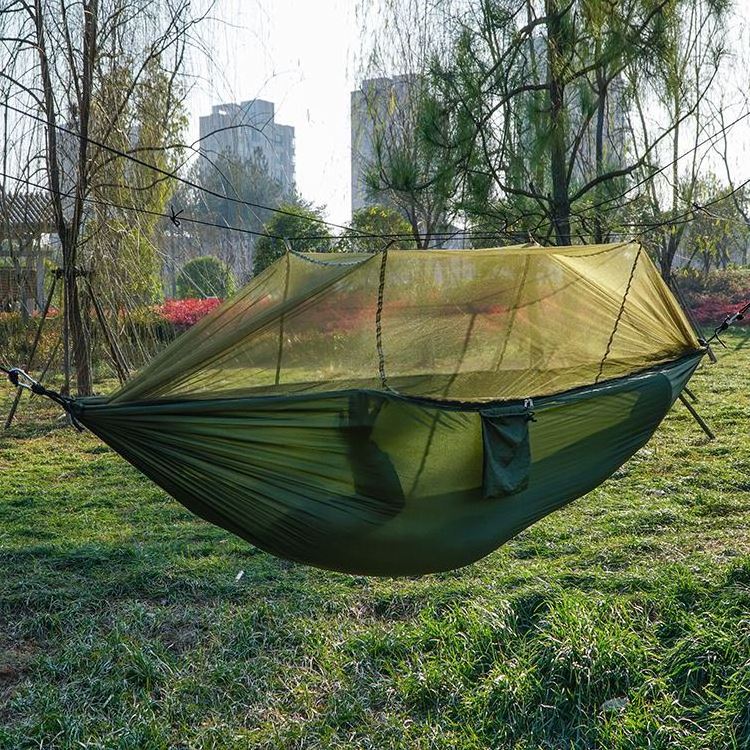 Factory Direct Sale In Stock Hammock With Mosquito Net Outdoor Camping Nylon Rope Hammock