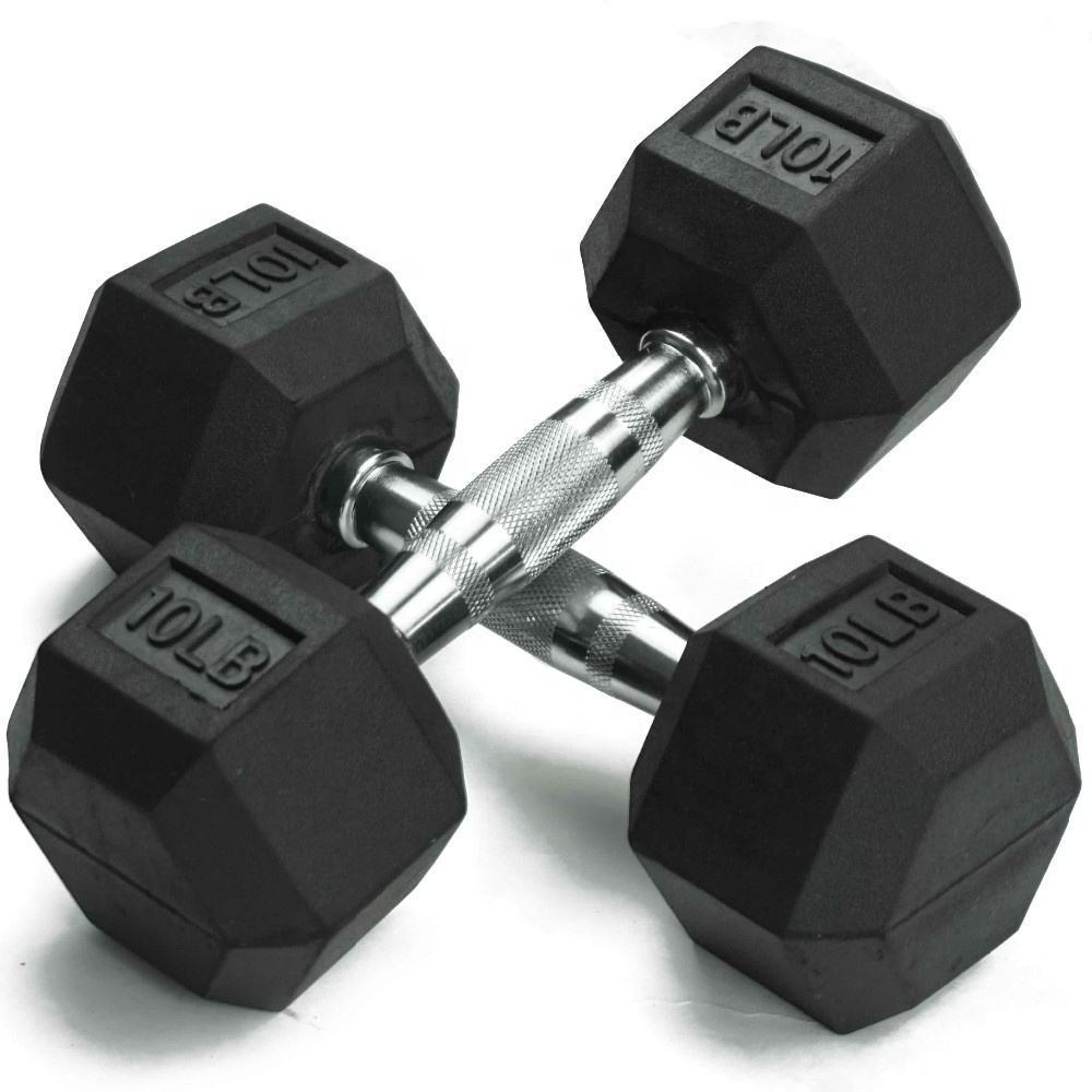 Wholesale 5 Kg 10kg Home Custom Logo Gym Fitness Equipment Cheap Rubber Free Weight Pounds Hexagon Dumbles Hex Dumbbell Set