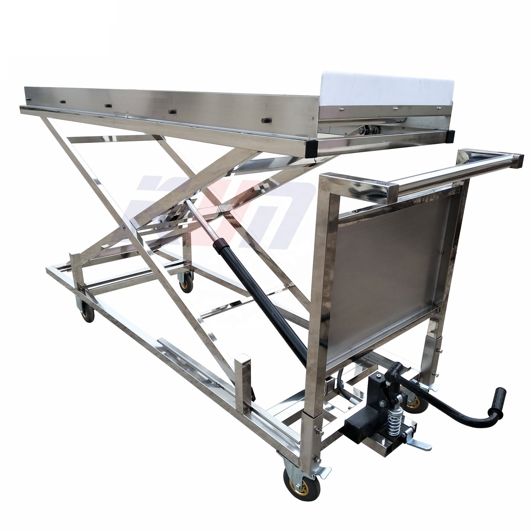 Funeral Stainless Steel Mobile Hydraulic Lifting Trolley Mortuary Lifter