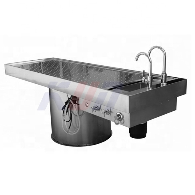 CE Quality Funeral Autopsy Equipment Lifting Stainless Anatomy Dissection Embalming Table