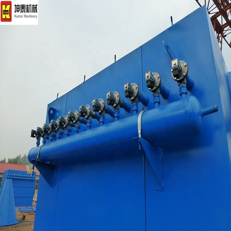 Bag dust collector on top of large silo in cement plant