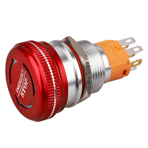 LANBOO 16/19/22mm 12V 24V 220V can be red and green two-color emergency stop switch 1no1nc alumina red head