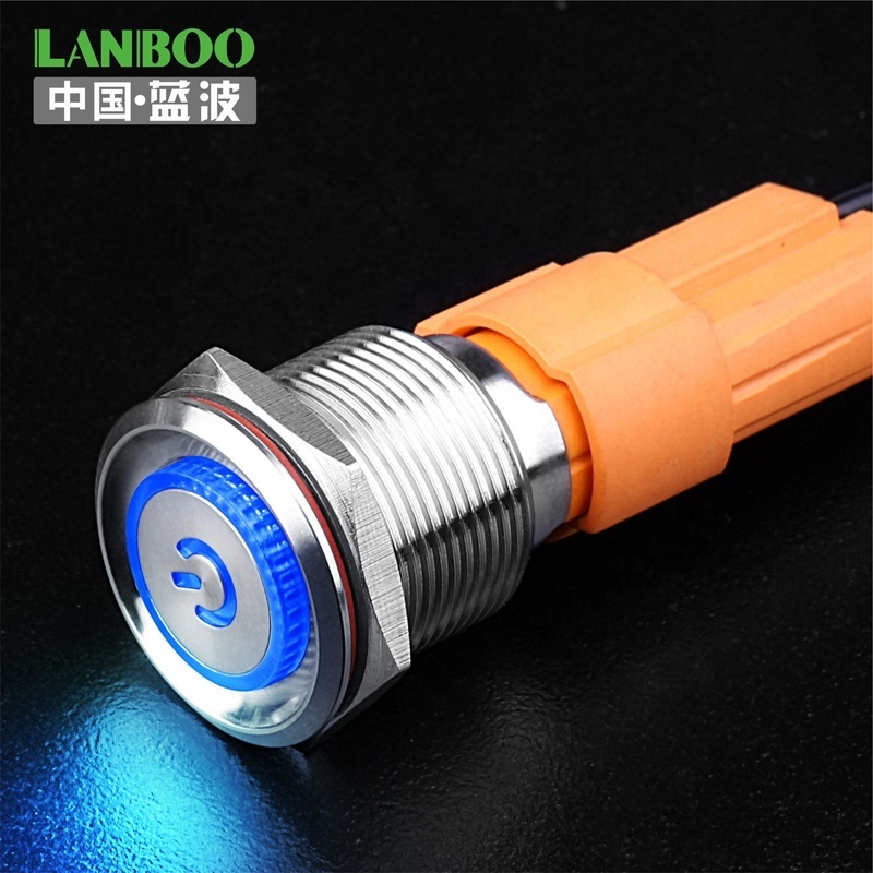 LANBOO 19mm 10A High current waterproof metal push button switch