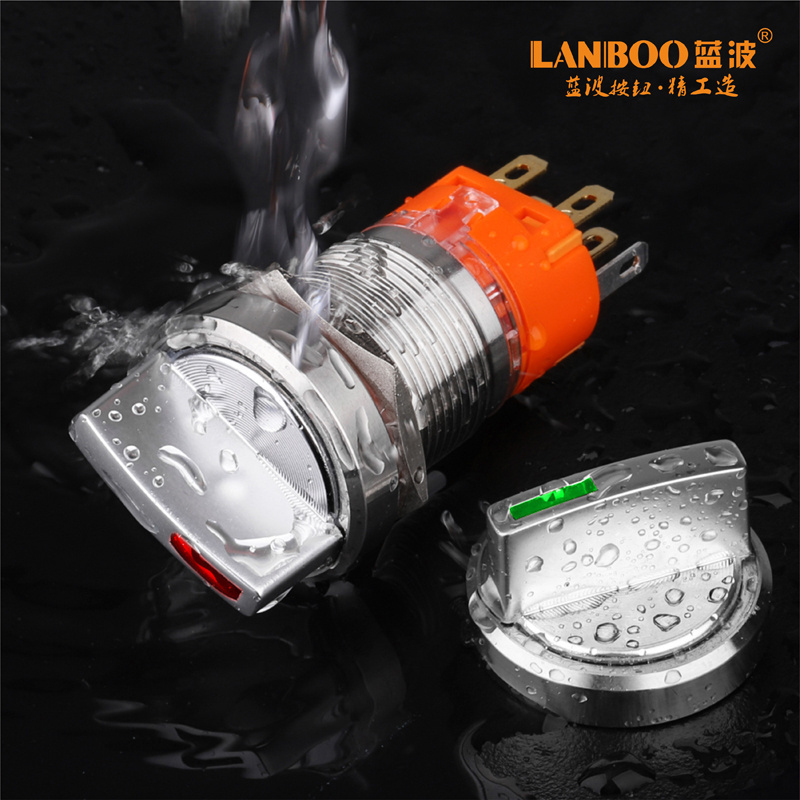 LANBOO 19mm  22mm  Metal push button switch illuminated push button  knob lock switch