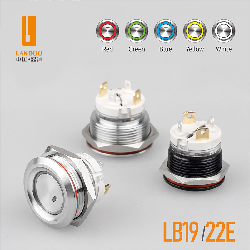 LANBOO New High Current Switch 19mm Small Size 23.2MM 15A IP65 Long Life Perfect LED Buttons Metal Push Button Switch