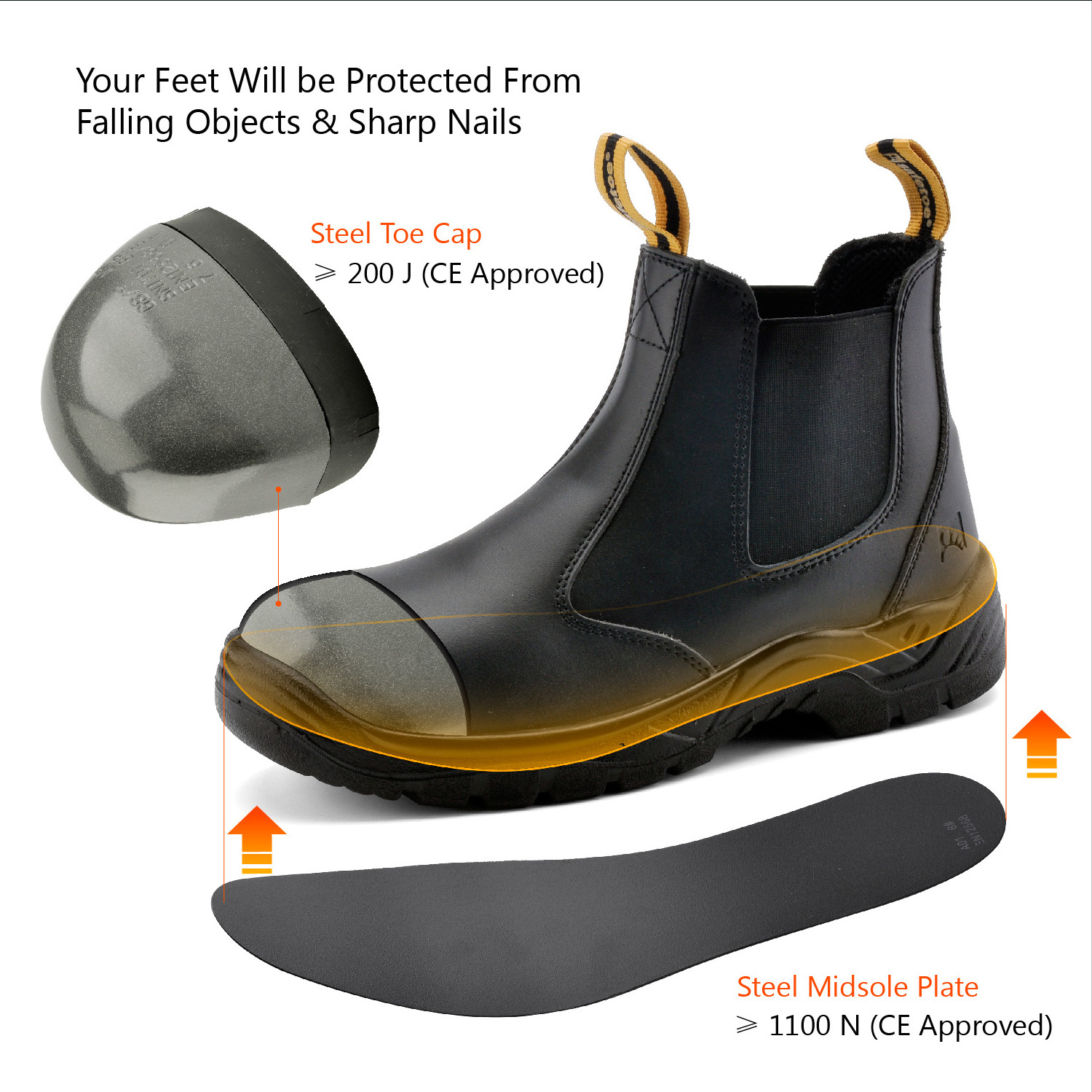 CSA Approved Green Triangle Safety Shoes Work Boots with Steel Toe