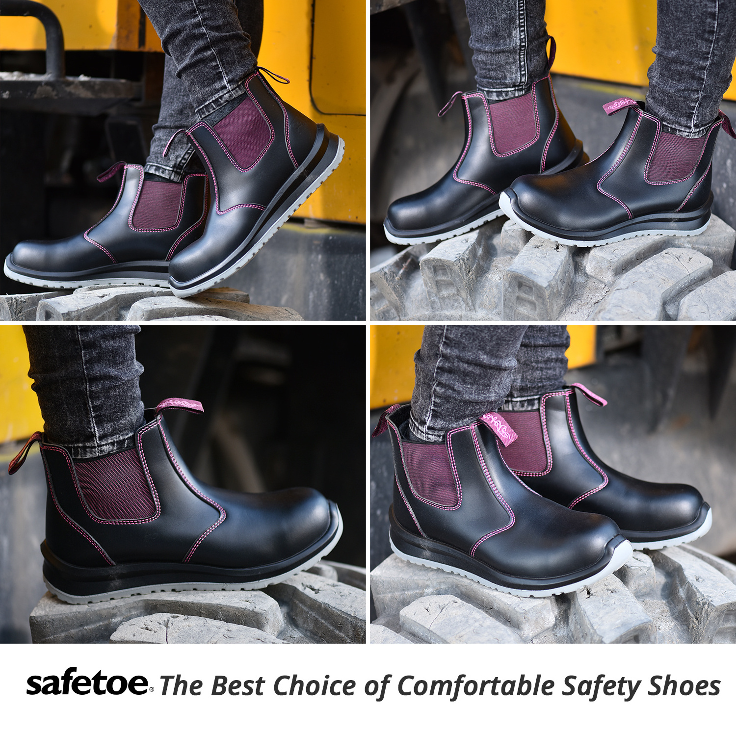 2021 New Design Women Safety Shoes Female Work Boots No Lace Boots