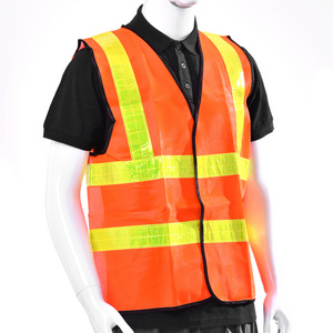 Custom Blue Red Orange Safety Work Vest with Reflective Strips, Reflective Vest for Construction, Cycling, Motorcycle, Delivery