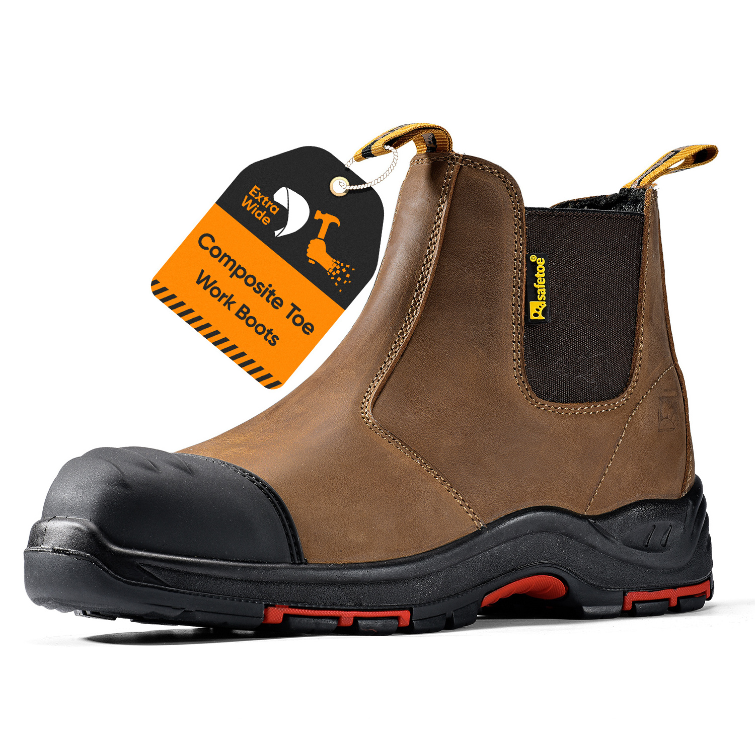 SAFETOE Brand Insulation Leather Men Safety Shoes Electric Hazard Composite Toe Industrial Work Boots