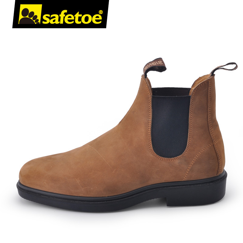 High quality nubuck leather non slip steel toe safety shoes slip on work safety boots