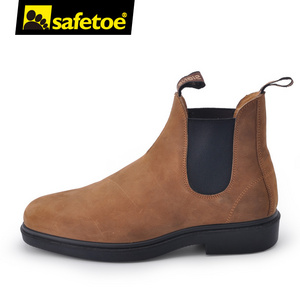 High quality nubuck leather non slip steel toe safety shoes slip on work safety boots