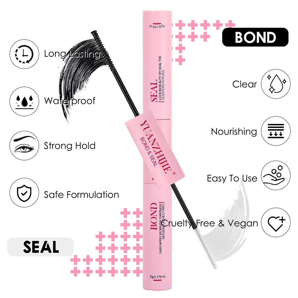 Custom 10ml Cluster Eyelash Glue Bond And Sealer Fast Dry Segment Lash Adhesive Waterproof Low Odor False Lashes DIY Glue