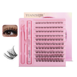 DIY Lash Extension Kit Bond and Seal Glue D Curl Segment Cluster Lashes Custom Natural Individual Eyelashes Supplies