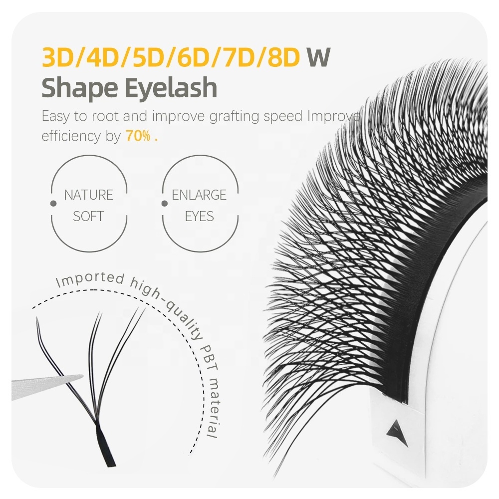 MASSCAKU Individual PBT Material Eyelashes Extension W Y Shape Wispy Spike 5D Premade Fan Lashes