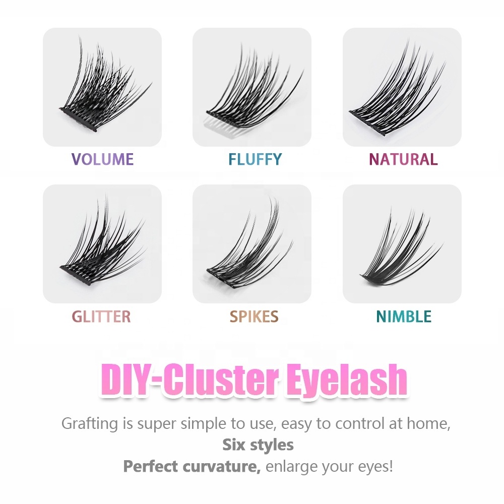 MASSCAKU DIY Cluster Eyelash Extension Wispy Lashes Fluffy Individual Premade fans 0.07 Russian Volume Mink Bundle Lashes Makeup