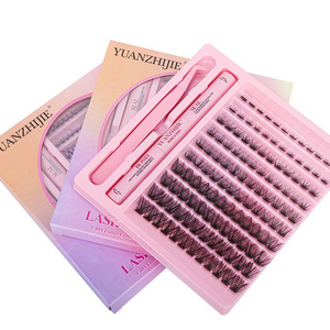 YUANZHIJIE 30D 40D 50D D Curl DIY Lash Extension Kit Waterproof Lash Bond&Seal and Eyelash Tweezers for Daily Makeup Use