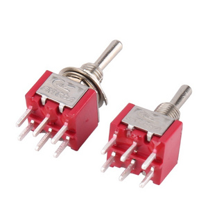 CNLEDA MTS-203 MTS-203A2 6Pins Red ON OFF ON Toggle Switches Mini DPDT Toggle Switches