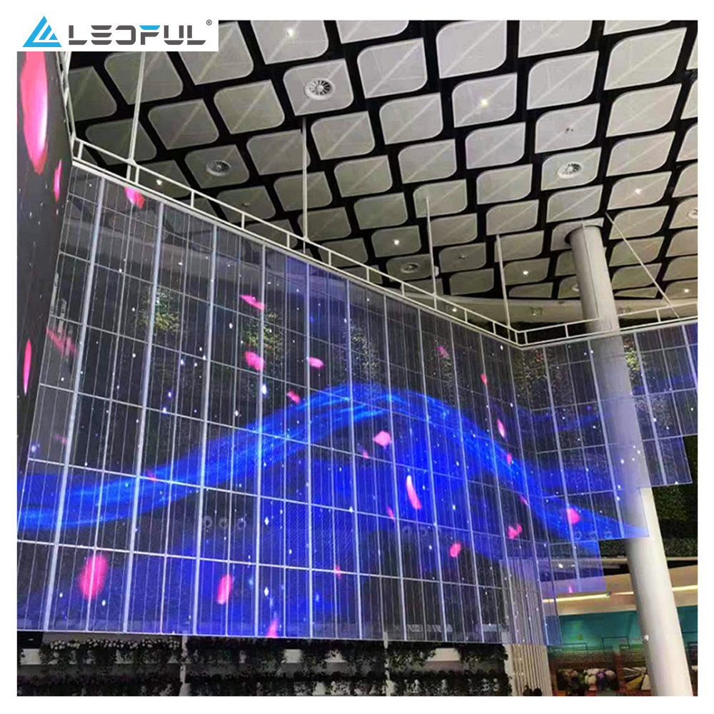 Pantallas LED Panel Indoor Outdoor P1.9 P2.8 P3.9 P5.2 P7.8 HD TV Transparente LED Mesh Glass Flim LED Display Screen