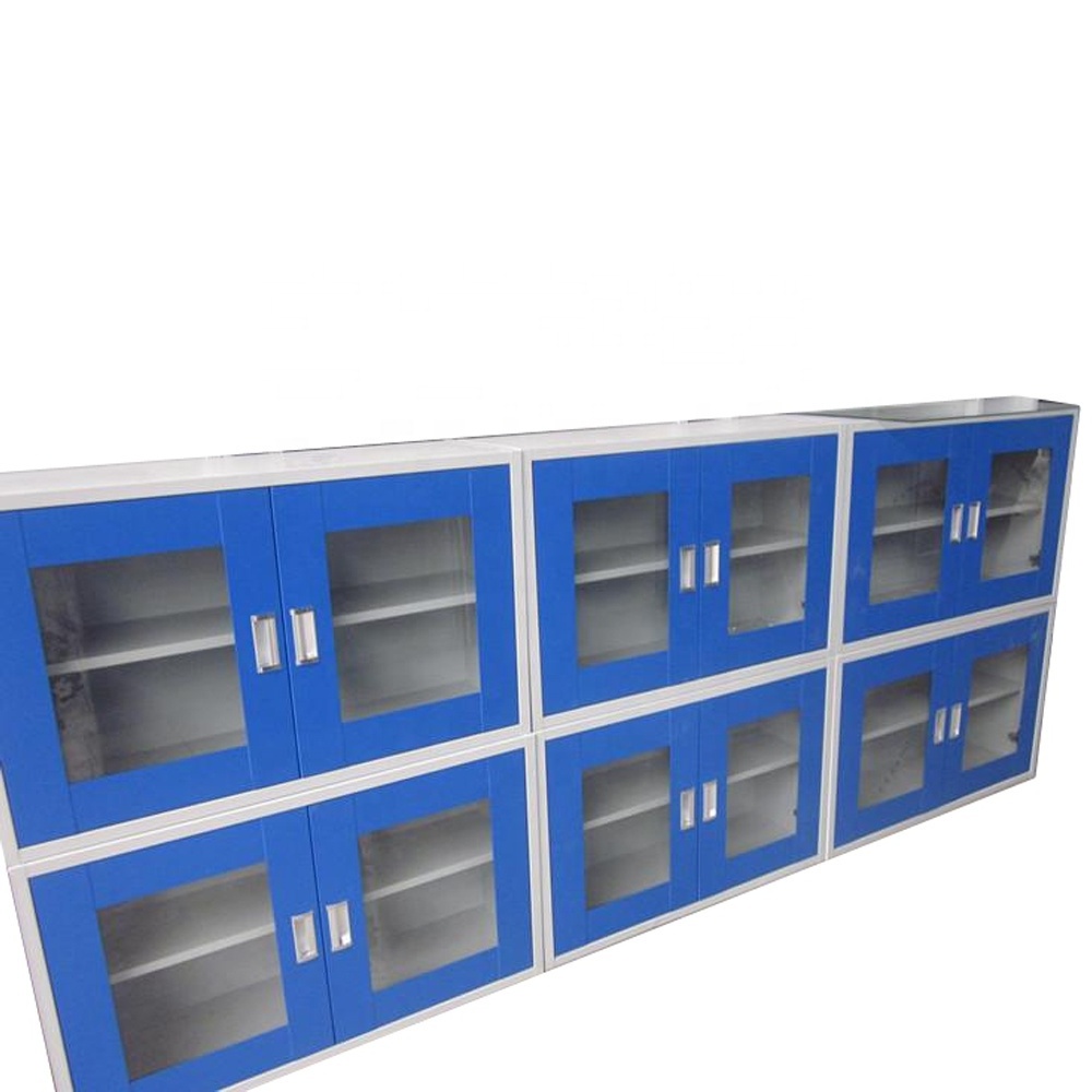 school laboratory furniture lab bench with wall cabinet wall mounted cabinet color can be chosen, steel material, factory supply