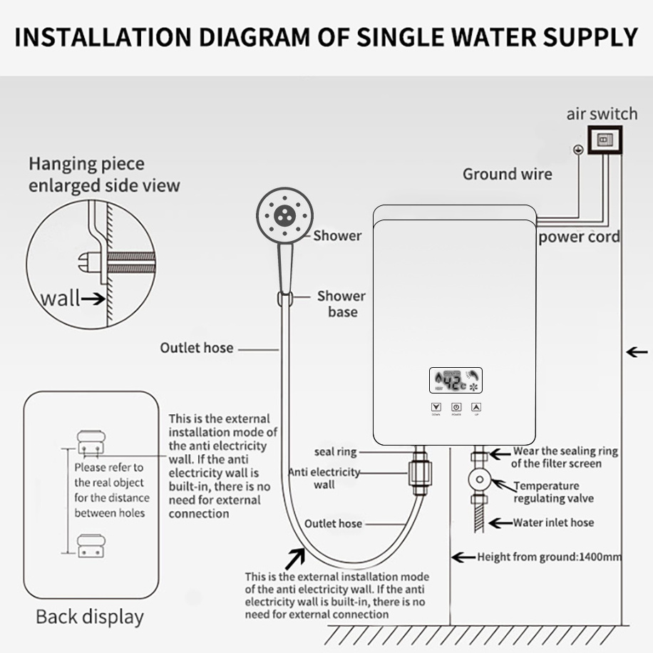 New Design 110-240v ac Instant Water Heater Tankless Water Heater Electric Water Heaters