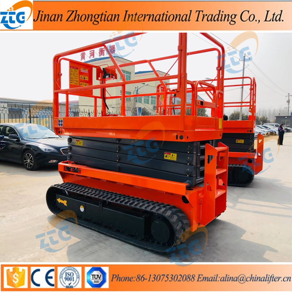 6m Tracked self propelled scissor lift on tracks crawler hydraulic tracked scissor lift