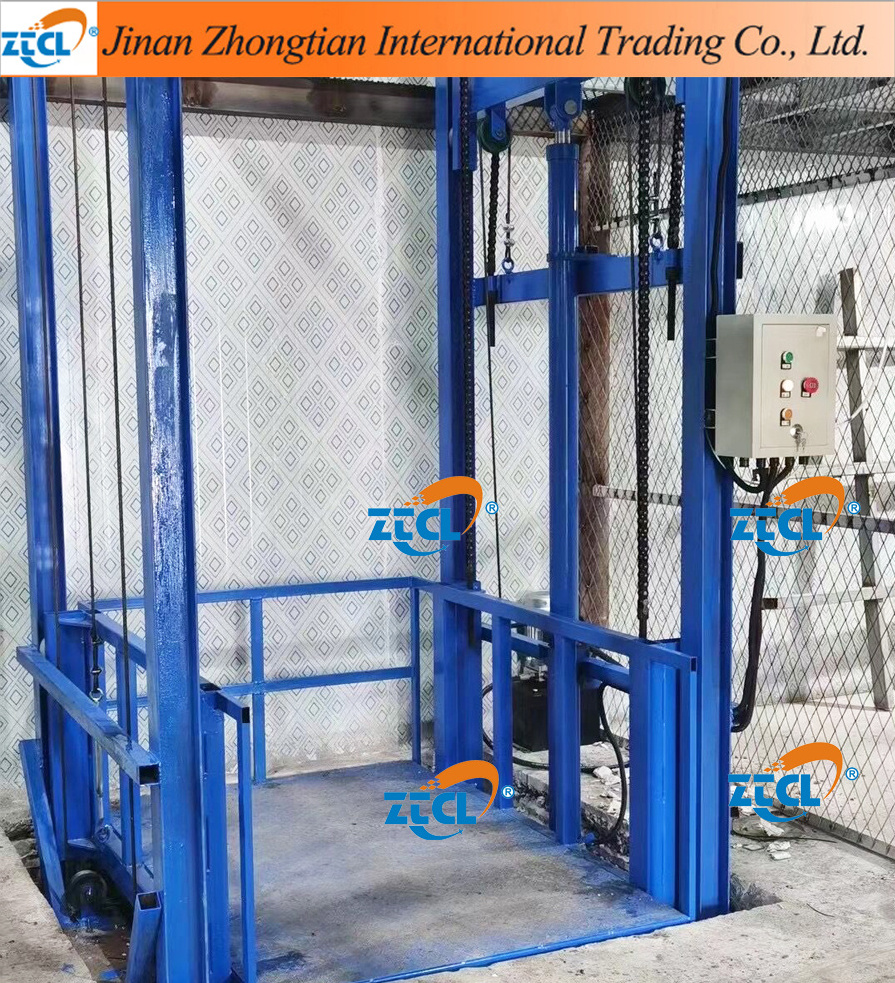 Indoor outdoor used guide rail freight elevator cargo lift for sale