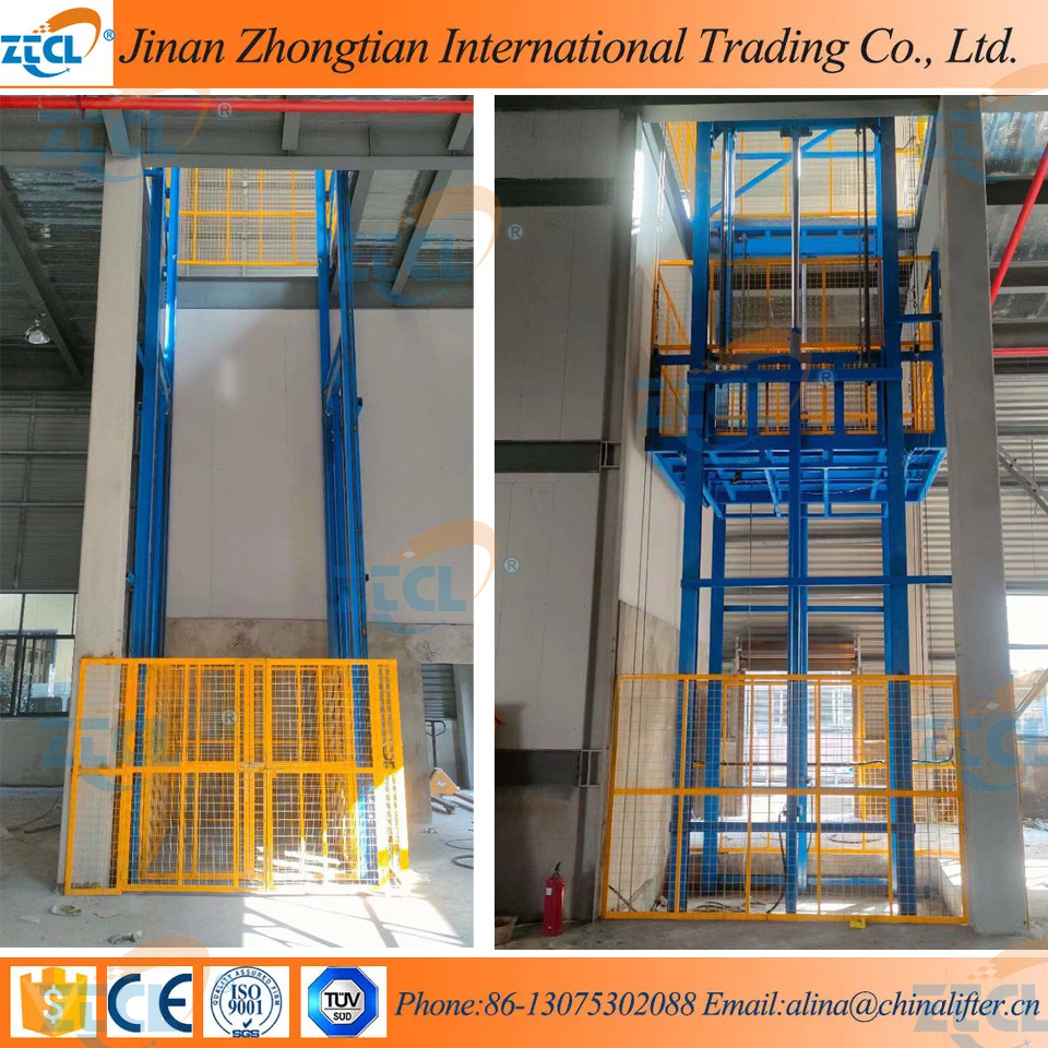 Warehouse Guide Rail Cargo Lift Platform Freight Elevator Price for Sale