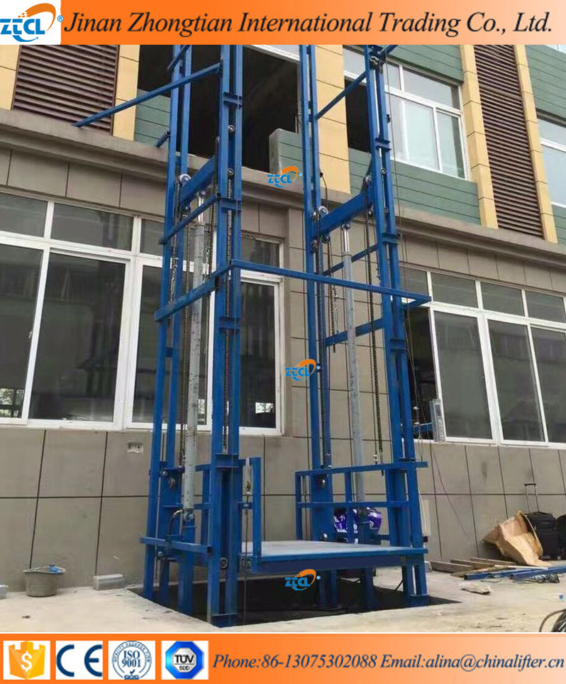 Indoor outdoor used guide rail freight elevator cargo lift for sale