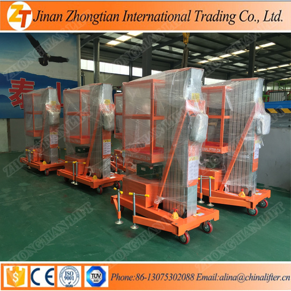 jinan Aluminum mast Lift platform lowered - 8m single- columned for aerial work/lift platform /hydraulic manlift