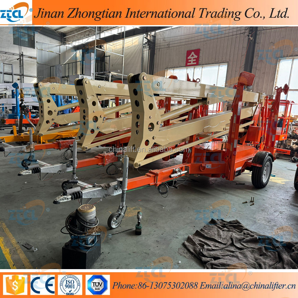 Truck trailer mounted boom lift for sale arm lift platform hydraulic sky lifter cherry picker