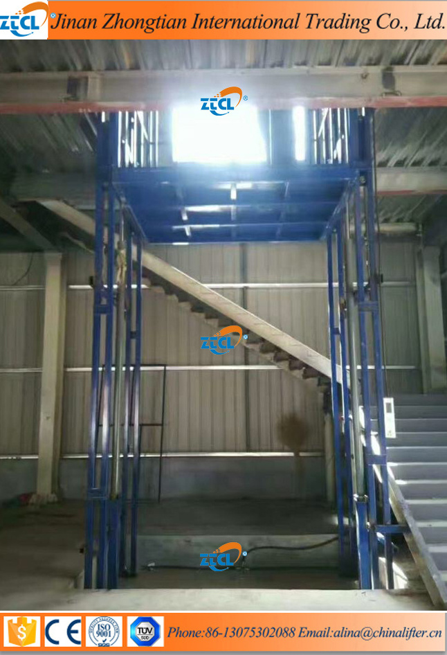 Indoor outdoor used guide rail freight elevator cargo lift for sale