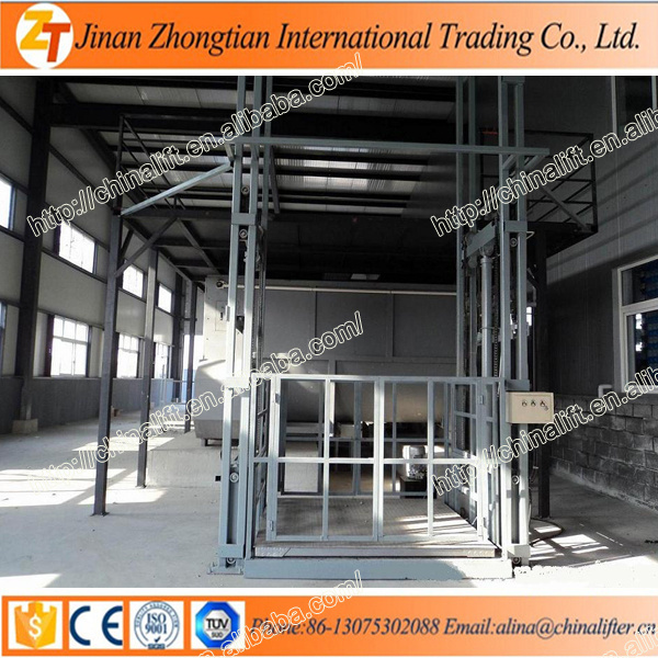 Warehouse Guide Rail Cargo Lift Platform Freight Elevator Price for Sale