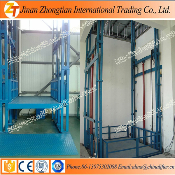 Vertical freight elevator Electric goods lifting platform Small Hydraulic Warehouse Guide Rail Cargo Lift