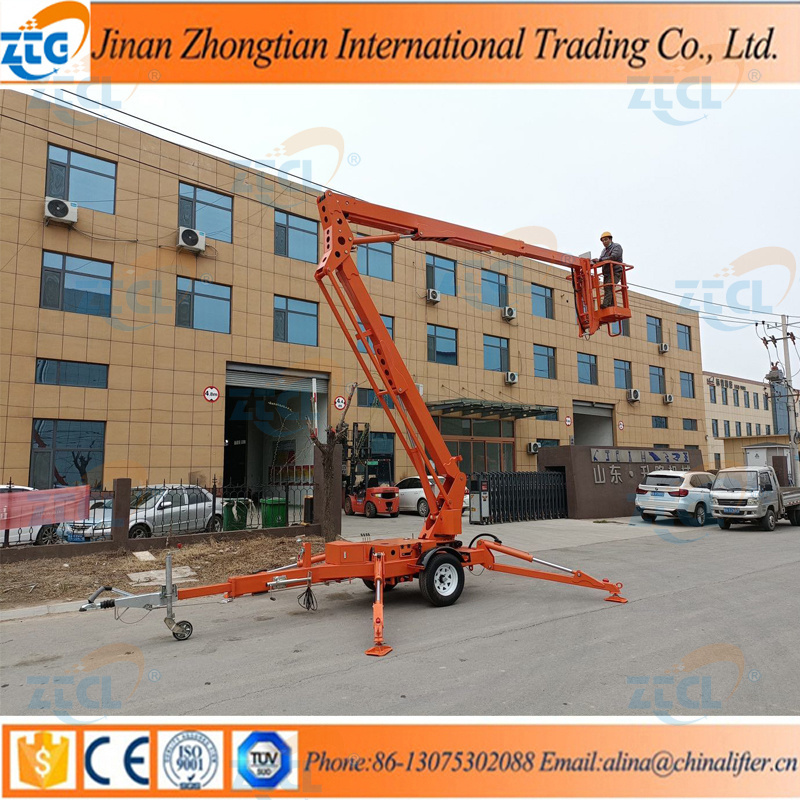 Truck trailer mounted boom lift for sale arm lift platform hydraulic sky lifter cherry picker