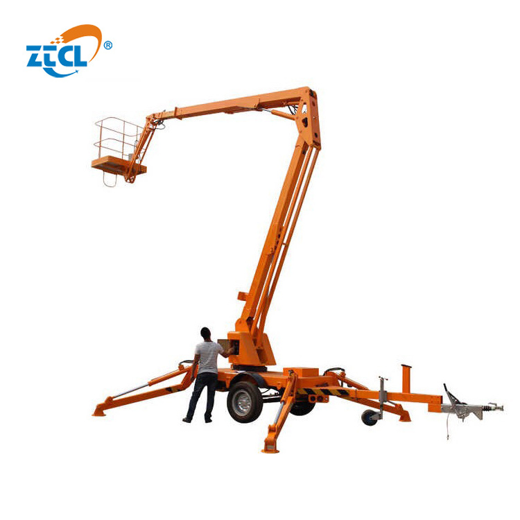 14m Trailer Mounted Aerial Platform Lift electric boom lifts Towable Boom Lift Cherry Picker