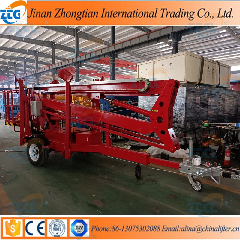 Truck trailer mounted boom lift for sale arm lift platform hydraulic sky lifter cherry picker