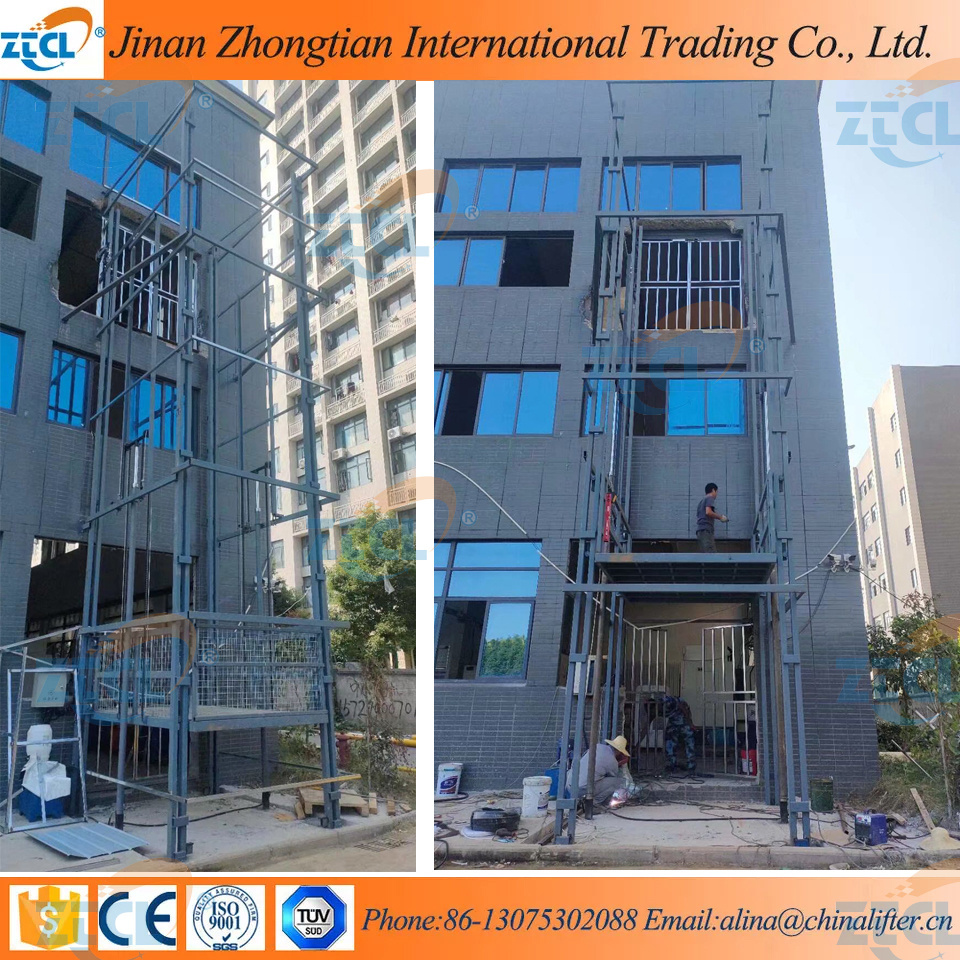 Warehouse Guide Rail Cargo Lift Platform Freight Elevator Price for Sale