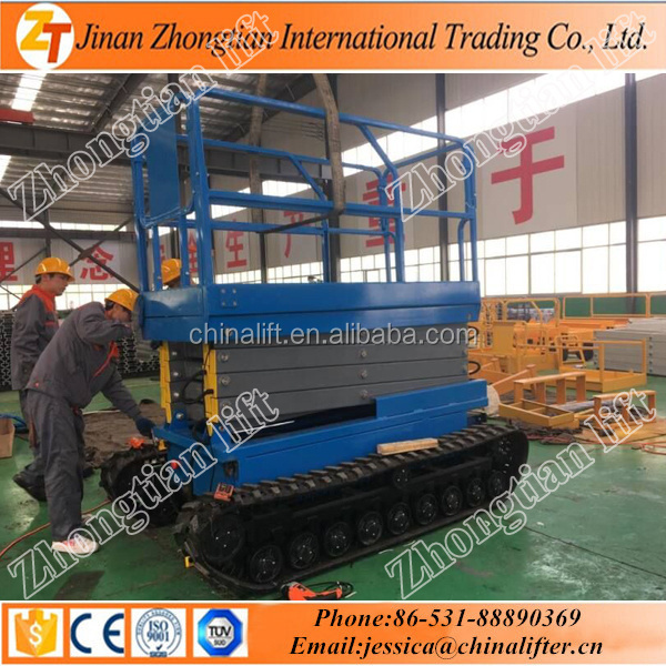 Mini man lift Self Propelled Scissor Lift On Tracks Rough Terrain Scissor Lift Platform With Ce Iso Certification