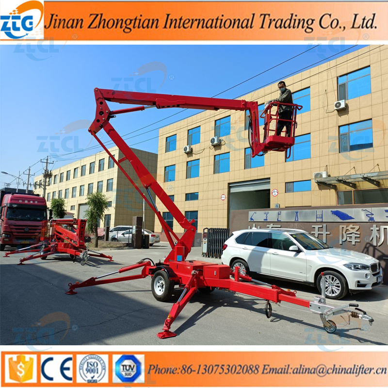 Truck trailer mounted boom lift for sale arm lift platform hydraulic sky lifter cherry picker