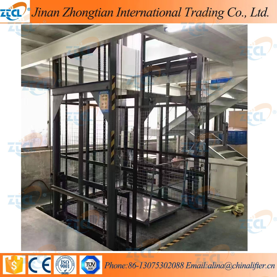 Vertical lead rail cargo lift platform / hydraulic cargo lift