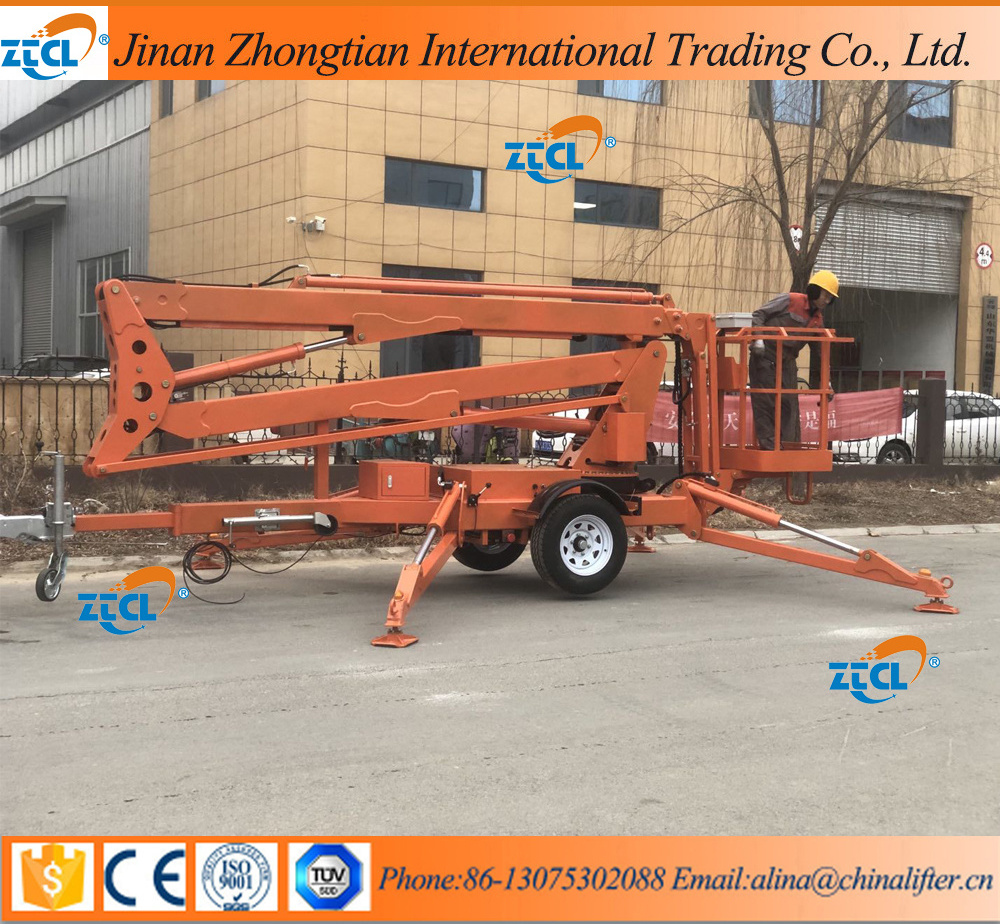 14m Trailer Mounted Aerial Platform Lift electric boom lifts Towable Boom Lift Cherry Picker