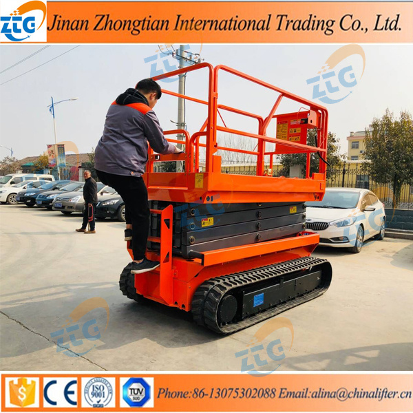 6m Tracked self propelled scissor lift on tracks crawler hydraulic tracked scissor lift