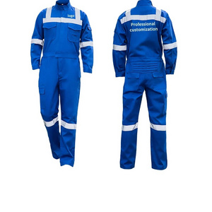 Customized High Quality Work Overall Construction Workers Reflective Jumpsuit Men's Night Work Safety Workwear Cotton Carton