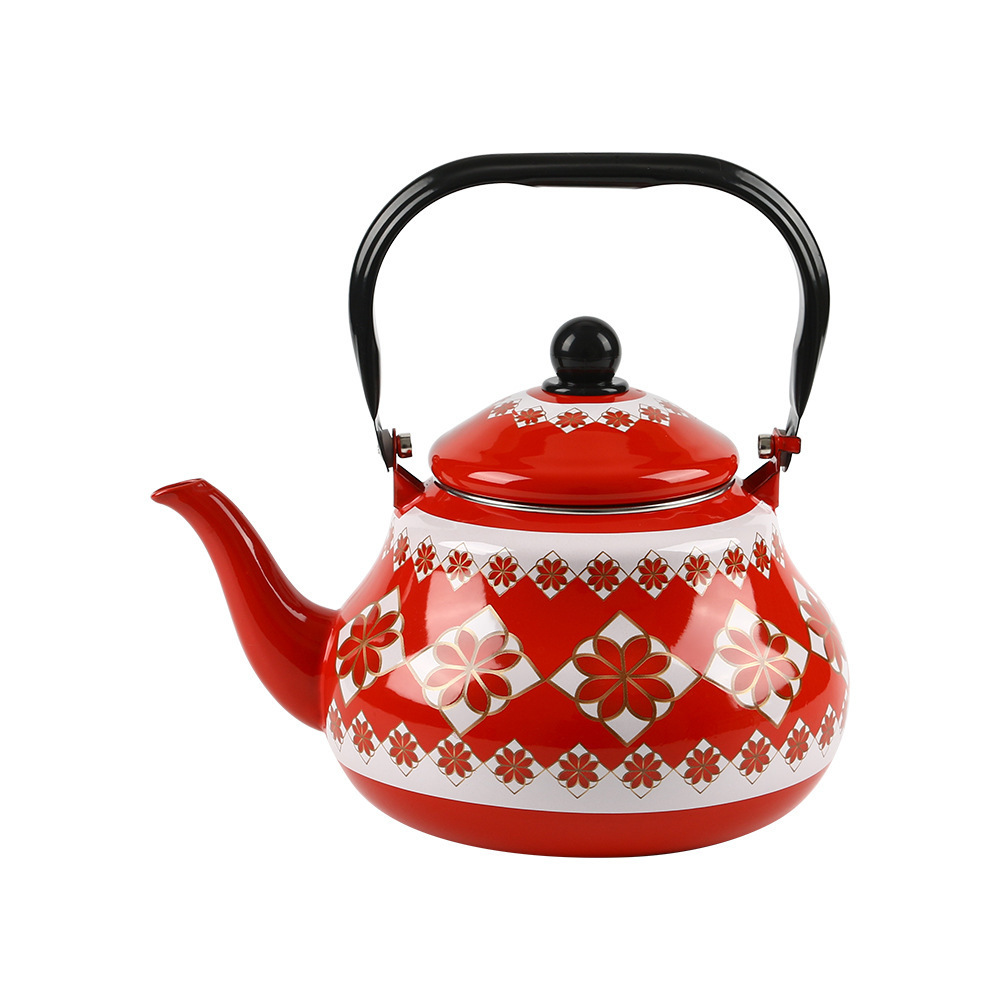 Custom Logo Enamel Coffee Pot 1.5/2/2.5L Tea Pot Enamel Pear Water Kettle Household Steel Handle Teapot Wholesale