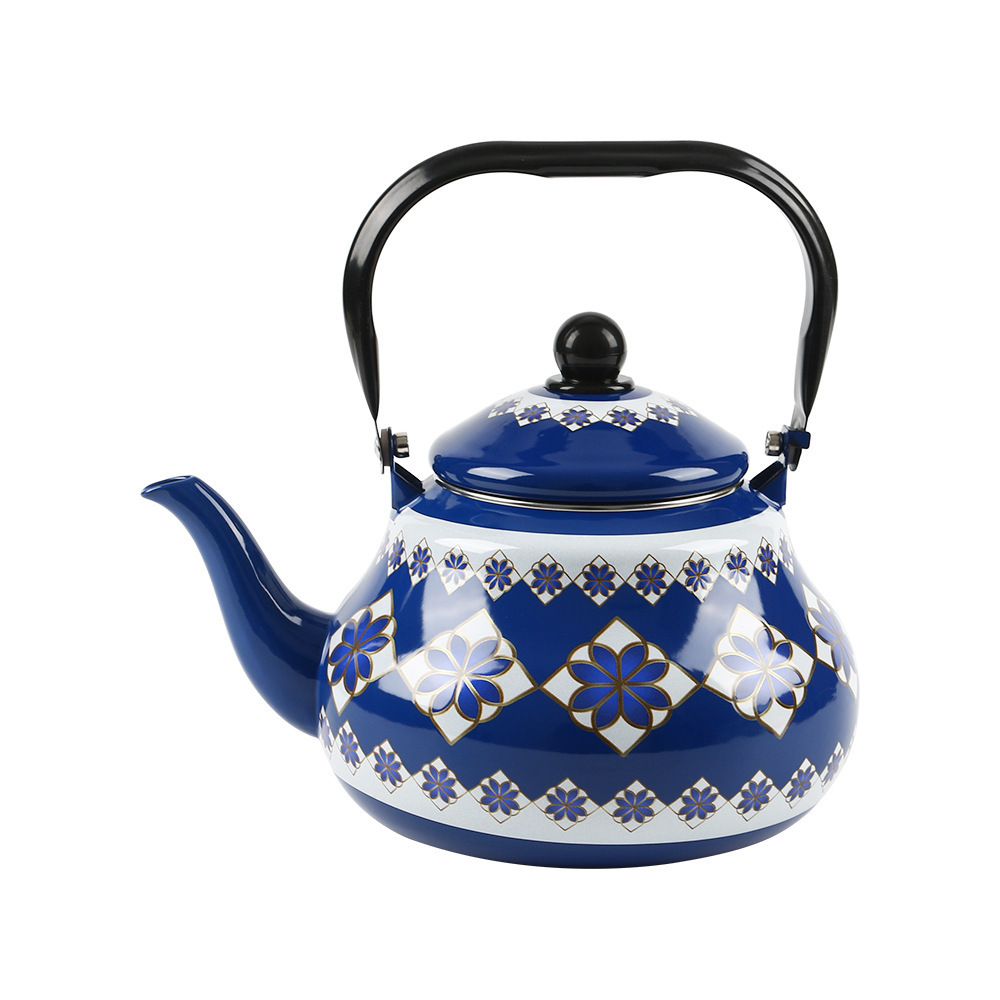 Custom Logo Enamel Coffee Pot 1.5/2/2.5L Tea Pot Enamel Pear Water Kettle Household Steel Handle Teapot Wholesale