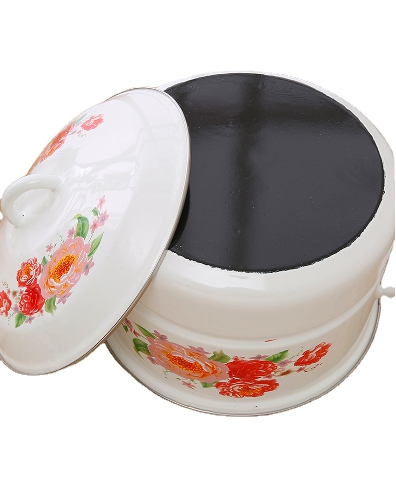 2022 hot sale enamel pots set kitchenware enamel casserole set with decals of flower patterns