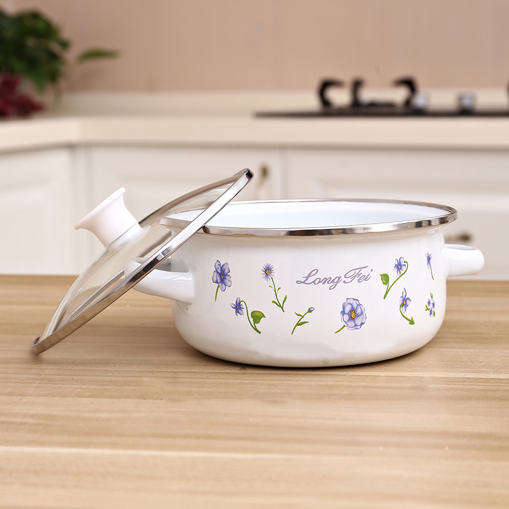 Enamel casserole with metal lid cast iron cookware 601DG-3(12-16cm)