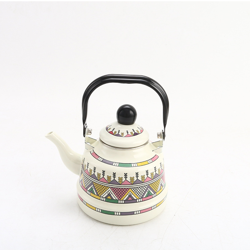 Mini World 1.1/1.7/2.5L Coffee Pot Enamel Ancient Bell Shape Teapot Household Reusable Hot Water Kettle With Steel Handle