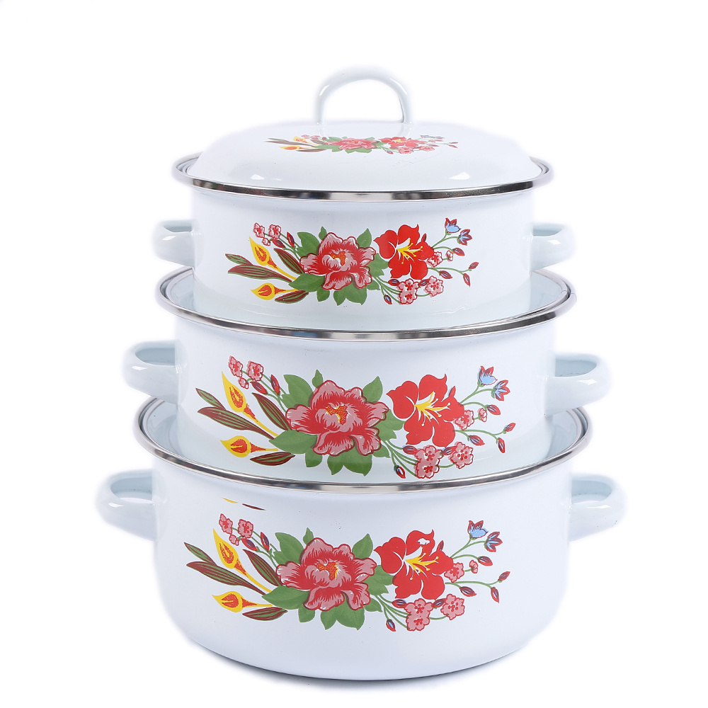 Enamelware 111D 6PS Enamel Casserole Set cooking pot in amc cookware sets for kitchenware accessories