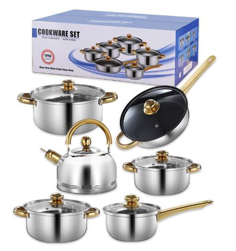 Thickened stainless steel kettle set pot 12 pieces of stainless steel set pot Stainless Steel Cookware Sets